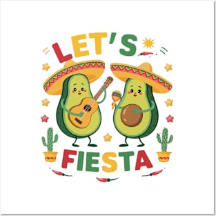 Lets Fiesta Cinco De Mayo Avocado Funny Mexican Party Posters and Art